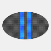 Acceptabele blauwe koolstofvezel-racestrips ovale sticker (Voorkant)