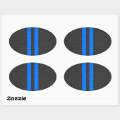 Acceptabele blauwe koolstofvezel-racestrips ovale sticker (Vel)