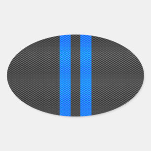 Acceptabele blauwe koolstofvezel-racestrips ovale sticker