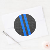 Acceptabele blauwe koolstofvezel-racestrips ronde sticker (Envelop)