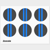 Acceptabele blauwe koolstofvezel-racestrips ronde sticker (Vel)