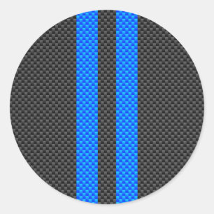 Acceptabele blauwe koolstofvezel-racestrips ronde sticker