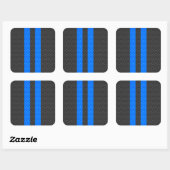 Acceptabele blauwe koolstofvezel-racestrips vierkante sticker (Vel)