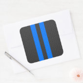 Acceptabele blauwe koolstofvezel-racestrips vierkante sticker (Envelop)