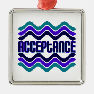Acceptatie Citaat in Blauwe Groene Paarse Grafisch Metalen Ornament