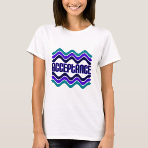 Acceptatie Citaat in Blauwe Groene Paarse Grafisch T-shirt
