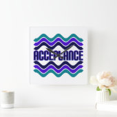Acceptatie Citaat in Blauwe Groene Paarse Grafisch Vierkante Klok (Huis)