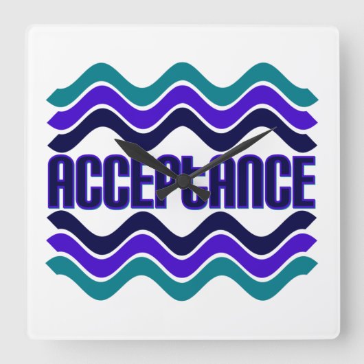 Acceptatie Citaat in Blauwe Groene Paarse Grafisch Vierkante Klok (Voorkant)
