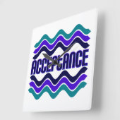 Acceptatie Citaat in Blauwe Groene Paarse Grafisch Vierkante Klok (Hoek)