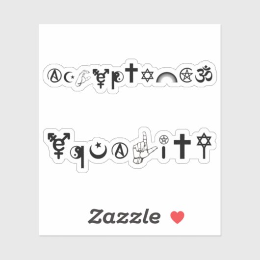 Acceptatie Gelijkheid Symbolen 2 Sticker (Vel)