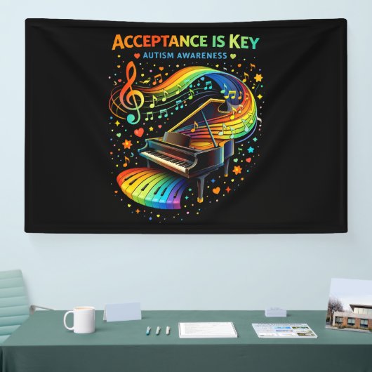 Acceptatie Is De Sleutel Autisme Bewustzijn Spandoek (Beurs)