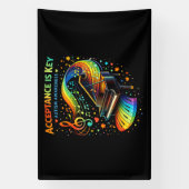 Acceptatie Is De Sleutel Autisme Bewustzijn Spandoek (Verticaal)