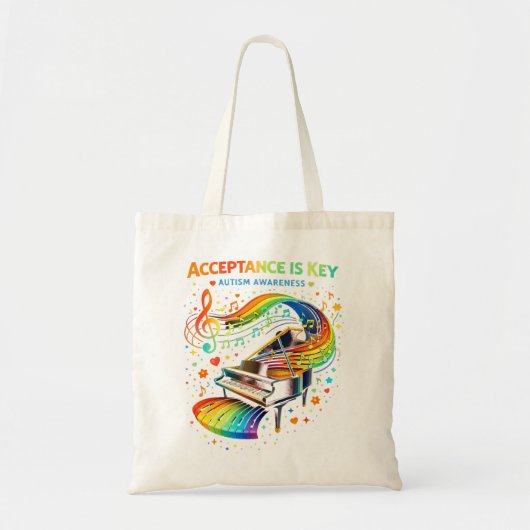 Acceptatie Is De Sleutel Autisme Bewustzijn Tote Bag (Voorkant)