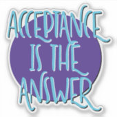 Acceptatie is de slogan voor het terugwinnen van a sticker (Voorkant)