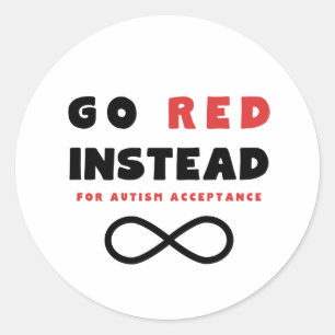 Acceptatie van Red in plaats van Autism Ronde Sticker