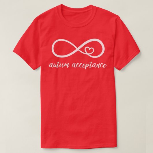 Acceptatie voor Autisme in Red in plaats van Autis T-shirt (Design voorkant)