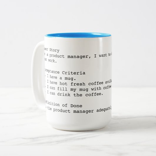 Acceptatiecriteria voor gebruikersartikelen: mok P (Voorkant links)