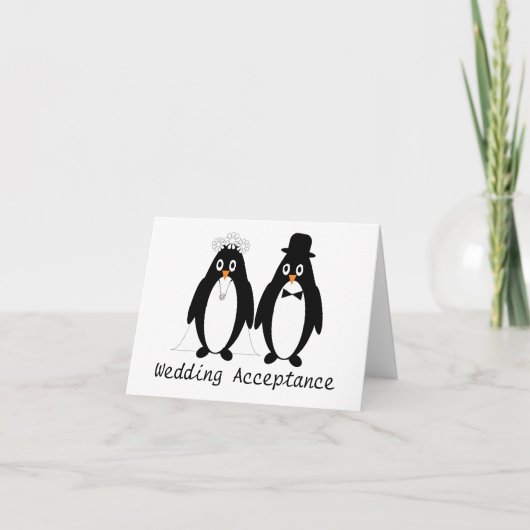 Acceptatiekaart voor Penguin Wedding (Voorkant)
