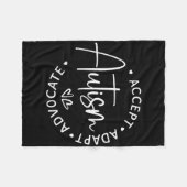 Accepteer Adapt Advocate Autism Awareness Be Kind Fleece Deken (Voorkant (Horizontaal))
