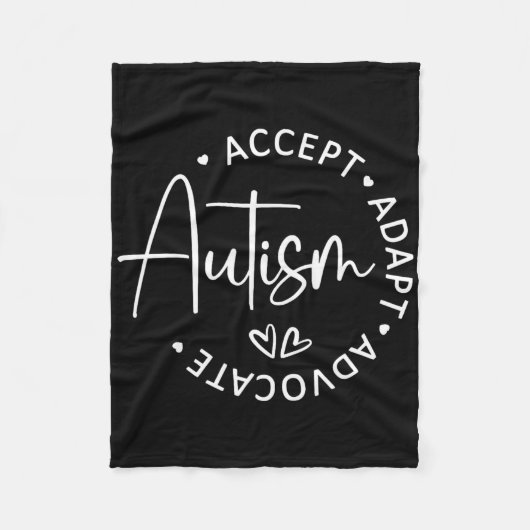 Accepteer Adapt Advocate Autism Awareness Be Kind Fleece Deken (Voorkant)