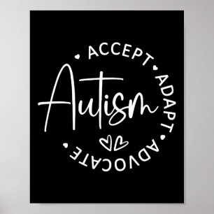 Accepteer Adapt Advocate Autism Awareness Be Kind  Poster
