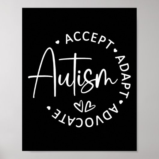 Accepteer Adapt Advocate Autism Awareness Be Kind Poster (Voorkant)