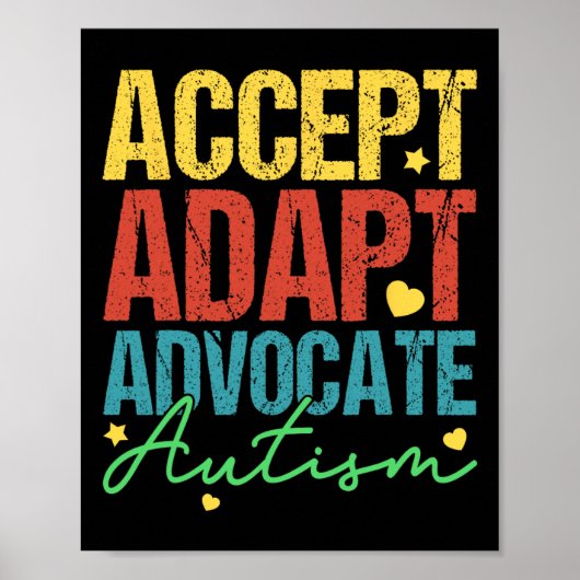 Accepteer Adapt Advocate Autism Awareness Month Ma Poster (Voorkant)