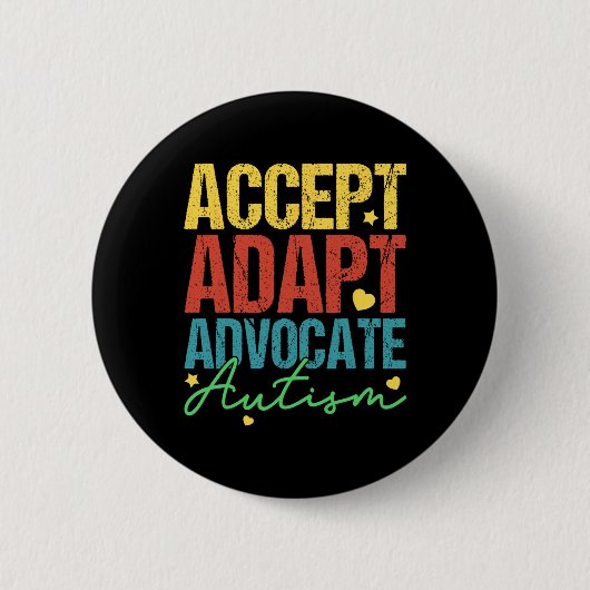Accepteer Adapt Advocate Autism Awareness Month Ma Ronde Button 5,7 Cm (Voorkant)