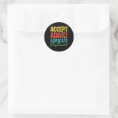 Accepteer Adapt Advocate Autism Awareness Month Ma Ronde Sticker (Tas)