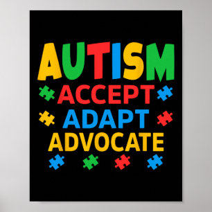 Accepteer Adapt Advocate Autisme Bewustzijn Mannen Poster