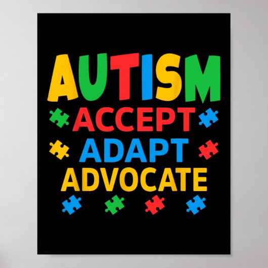 Accepteer Adapt Advocate Autisme Bewustzijn Mannen Poster (Voorkant)