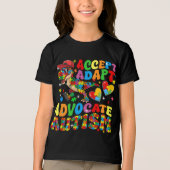 Accepteer Adapt Advocate Autisme Bewustzijn Puzzel Tri-Blend Shirt (Voorkant)