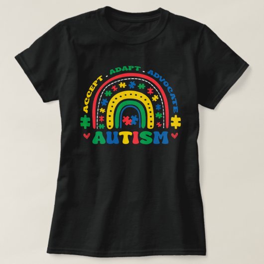 Accepteer Adapt Advocate Autisme Speciaal Onderwij T-shirt (Design voorkant)
