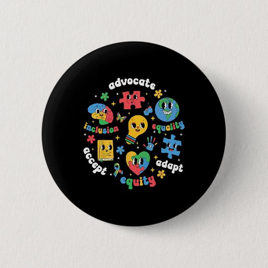 Accepteer Adapt Advocate Inclusion Autism Awarenes Ronde Button 5,7 Cm (Voorkant)