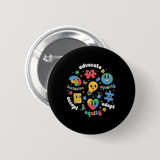 Accepteer Adapt Advocate Inclusion Autism Awarenes Ronde Button 5,7 Cm (Voorkant /achterkant)