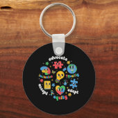 Accepteer Adapt Advocate Inclusion Autism Awarenes Sleutelhanger (Voorkant)