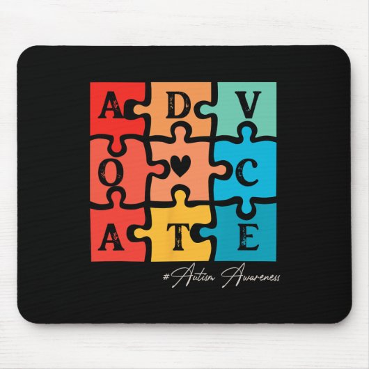 Accepteer Adapt Advocate Puzzel Stuk Retro Autisme Muismat (Voorkant)