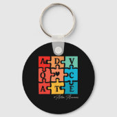 Accepteer Adapt Advocate Puzzel Stuk Retro Autisme Sleutelhanger (Voorkant)