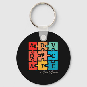 Accepteer Adapt Advocate Puzzel Stuk Retro Autisme Sleutelhanger