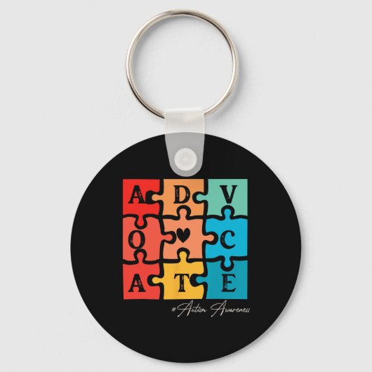 Accepteer Adapt Advocate Puzzel Stuk Retro Autisme Sleutelhanger (Voorkant)