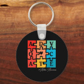 Accepteer Adapt Advocate Puzzel Stuk Retro Autisme Sleutelhanger (Voorkant)
