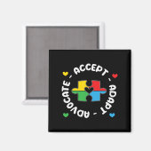 Accepteer Advocate Adapt Support Autism Awareness  Magneet (Voorkant / Achterkant)