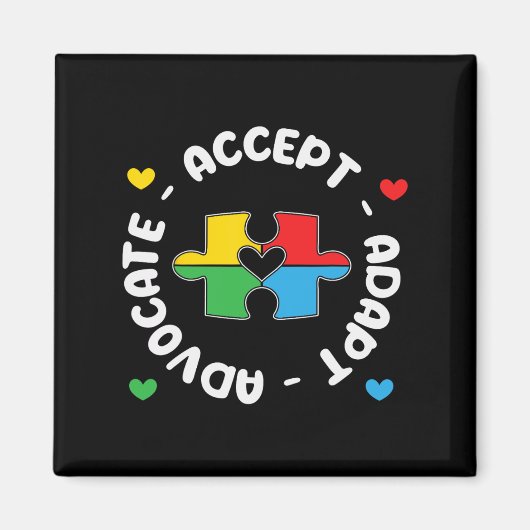 Accepteer Advocate Adapt Support Autism Awareness  Magneet (Voorkant)