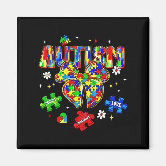 Accepteer Begrijp Liefde Autisme Bewustzijn Coquet Magneet (Voorkant)