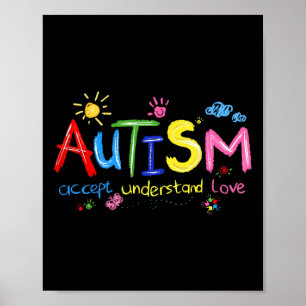 Accepteer Begrijp Liefde Autisme Bewustzijn Steun  Poster