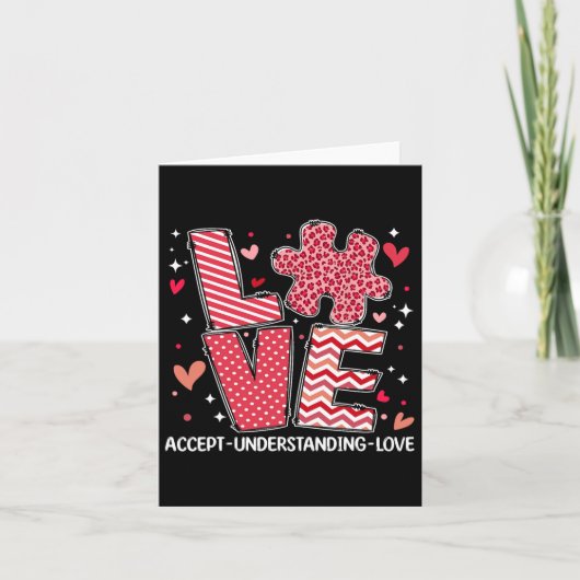 Accepteer Begrijp Liefde Autisme Bewustzijn Valent Kaart (Voorkant)