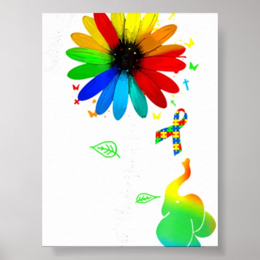 Accepteer Begrijp Liefde Autisme Bewustzijn Zonneb Poster (Voorkant)
