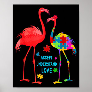 Accepteer begrijp liefde autisme flamingo puzzel j poster