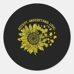Accepteer Begrijp liefde Autistische Kinder onders Ronde Sticker