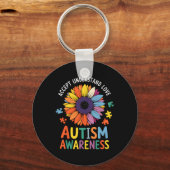 Accepteer Begrijp Liefde Grappig Neurodiversiteit Sleutelhanger (Voorkant)